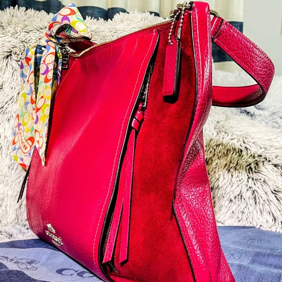 EUC - COACH MARLON HOBO IN SILVER & DARK FUCHSIA (F79995) - Picture 3 of 12